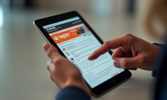 Repco advertising creative on a tablet